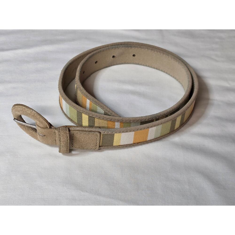 Eddie Bauer Womens Belt S/P Multicolor Striped Genuine Leather Boho 38" - Picture 2 of 8